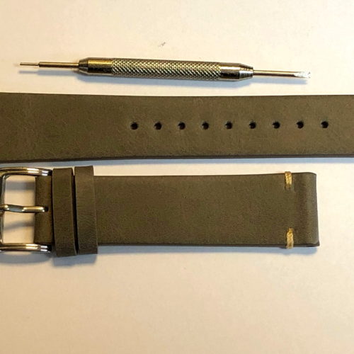 Grey Leather Strap 20mm with Contrasting Tip Stitch by Liberty Straps