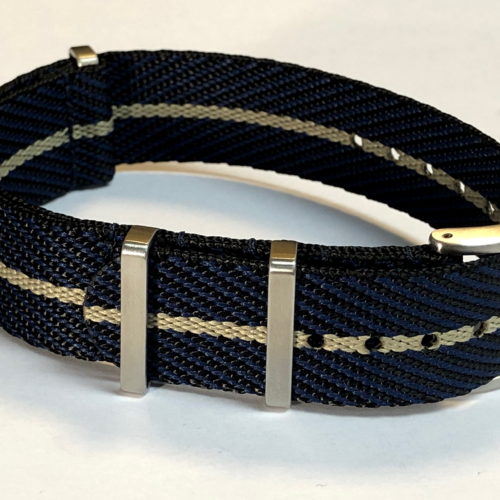 Fabric strap - NATO Watch Strap Black / Blue / Pewter Single Stripe made of Nylon - Superior Quality