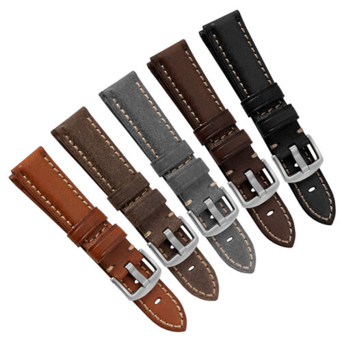 Genuine Leather Padded Watch Strap 19mm 20mm 22mm with Contrasting Stitch perfect for Breitling Tudor Rolex and more