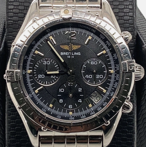 Breitling Chrono Cockpit 37mm Automatic Black Dial Bracelet Chronograph A30012 Box Papers