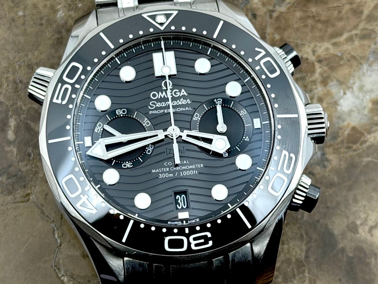 OMEGA Seamaster Diver 300M Chronograph 44mm Automatic Black Dial on Bracelet Box Papers Cards 210.30.44.51.01.001