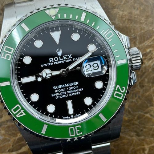 Rolex Submariner with Date Green Ceramic Bezel and Black dial Box Papers Year nickname Starbucks 126610LV