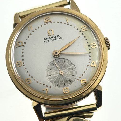 Omega Automatic Vintage 18k Yellow Gold with Giant Subdial 34mm Automatic Bumper and Classic Stretch Bracelet Vintage Mid Century model 2709
