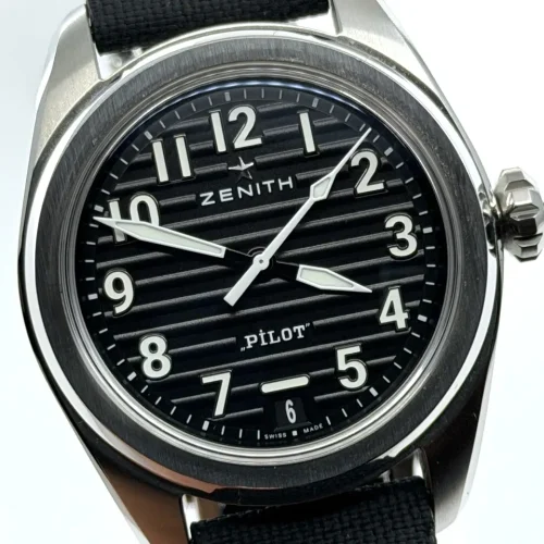 ZENITH Pilot Central Second and Date 40mm Automatic with Box Papers Card 03.4000.3620/21.I001