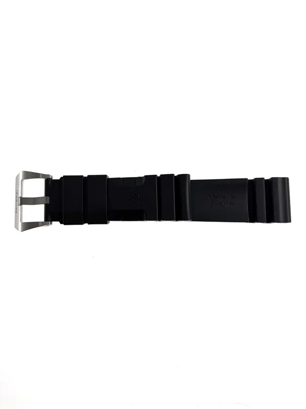 Black Rubber Watch Strap For Panerai Luminor 24mm with Original Brushed Steel Pin Buckle Genuine OEM
