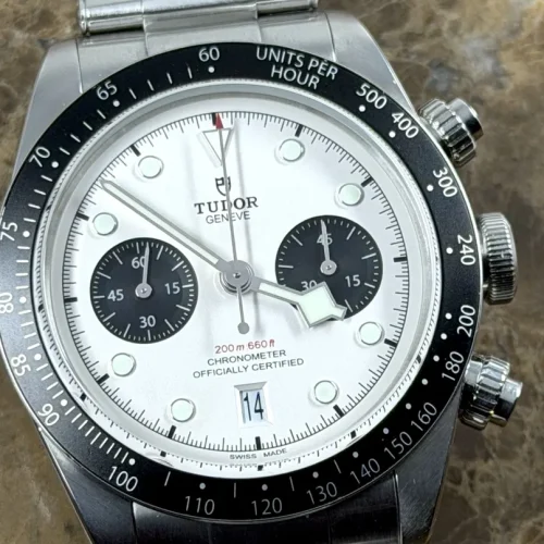 Tudor Black Bay Chrono Panda White Dial Black Subs with steel bracelet 41mm Automatic Chronograph Box Papers Card 79360N