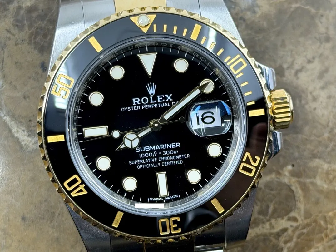 Rolex Submariner 18k Gold / Steel 40mm Automatic Ceramic Bezel with Black Dial with Rolex Box 116613LN