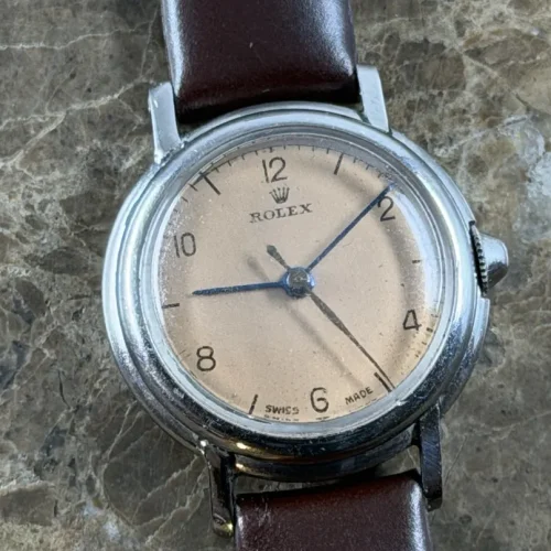 Rolex Nurse Precision Watch 24mm Manual Wind with Salmon Dial with Arabic Numerals Vintage