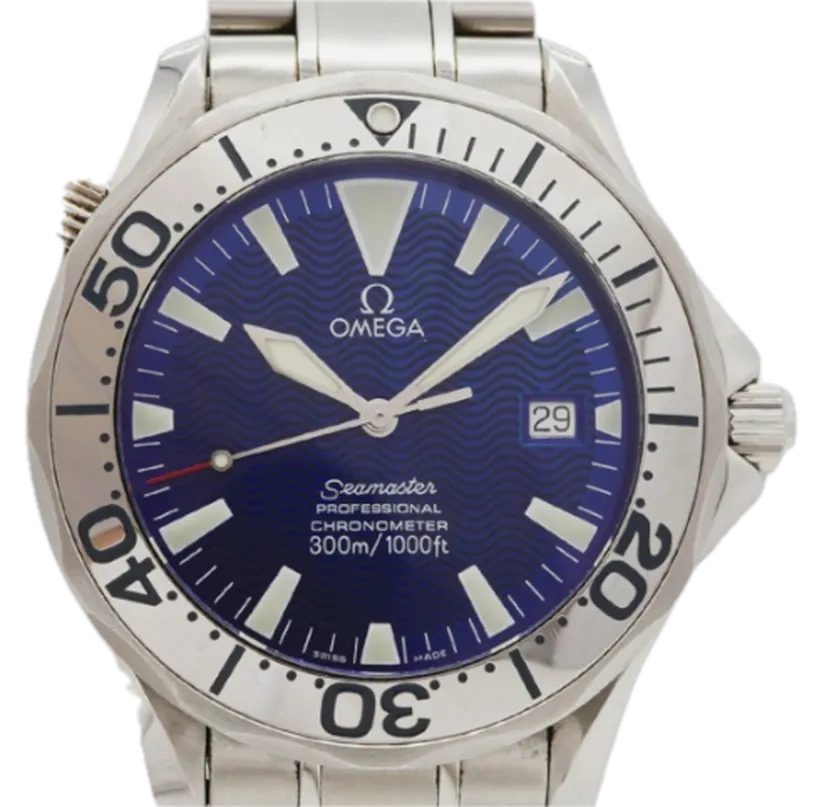 Omega Seamaster 300m Electric Blue Wave Dial 41mm Automatic with Box and Booklets model 2255.80