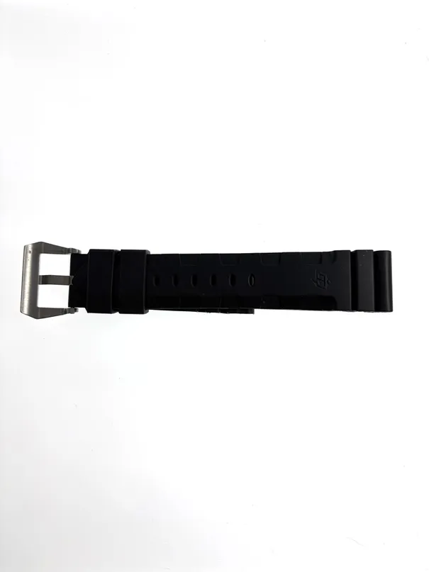 Black Rubber Watch Strap For Panerai Luminor 24mm with Original Brushed Steel Pin Buckle Genuine OEM