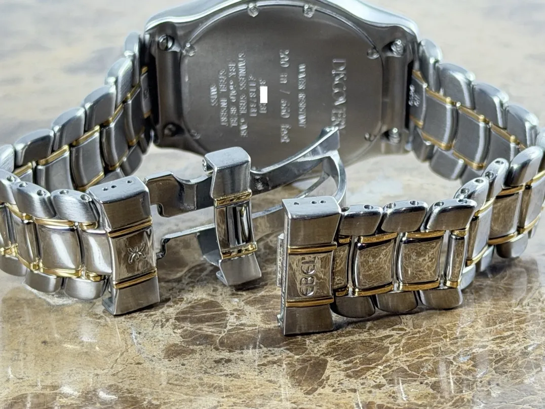 Ebel Discovery Swiss Quartz 40mm 18k Yellow Gold and Steel Blue Dial and extra leather strap with Ebel Box 1187341-5665P