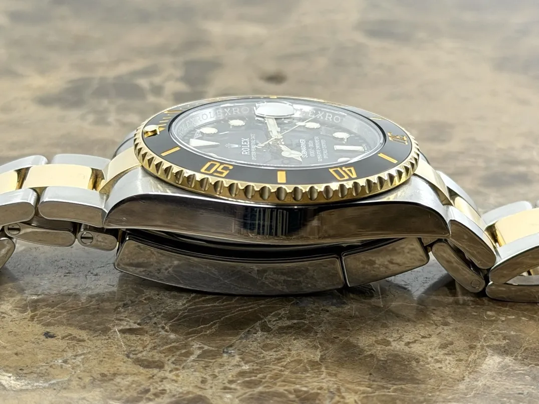 Rolex Submariner 18k Gold / Steel 40mm Automatic Ceramic Bezel with Black Dial with Rolex Box 116613LN