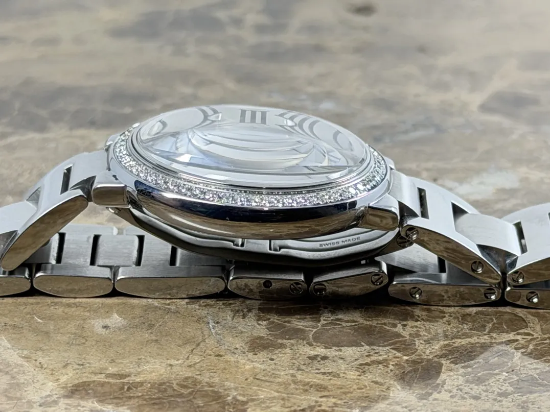 Cartier Ballon Bleu de Cartier 36mm automatic Factory Diamonds Silver guilloché dial Black Roman numerals Box and Cartier Warranty Card W4BB0024
