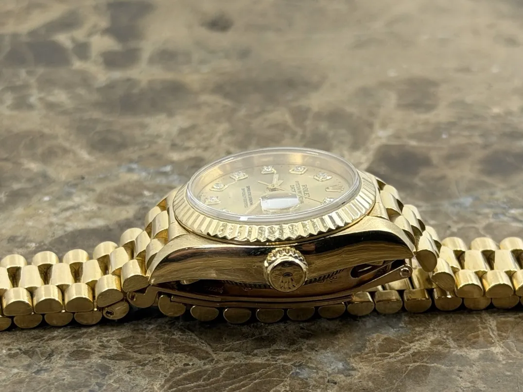 Rolex Lady President Datejust 18k Yellow Gold Factory Diamond Dial model 69178 Box Papers