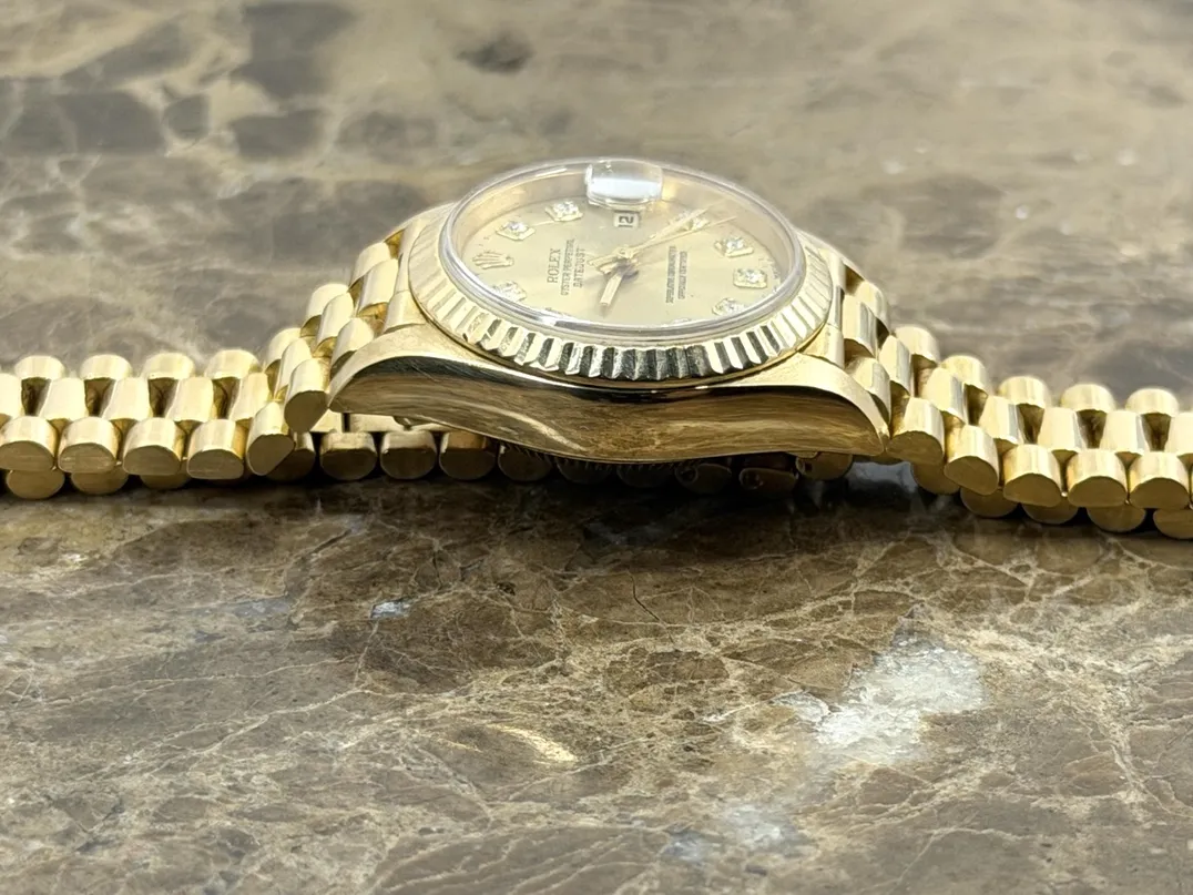 Rolex Lady President Datejust 18k Yellow Gold Factory Diamond Dial model 69178 Box Papers